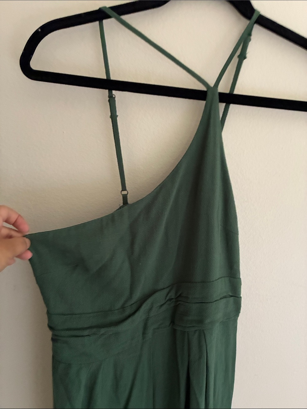 One-Shoulder Green Maxi jumpsuit